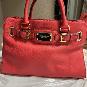 Michael Kors Red Satchel with Gold Hardware